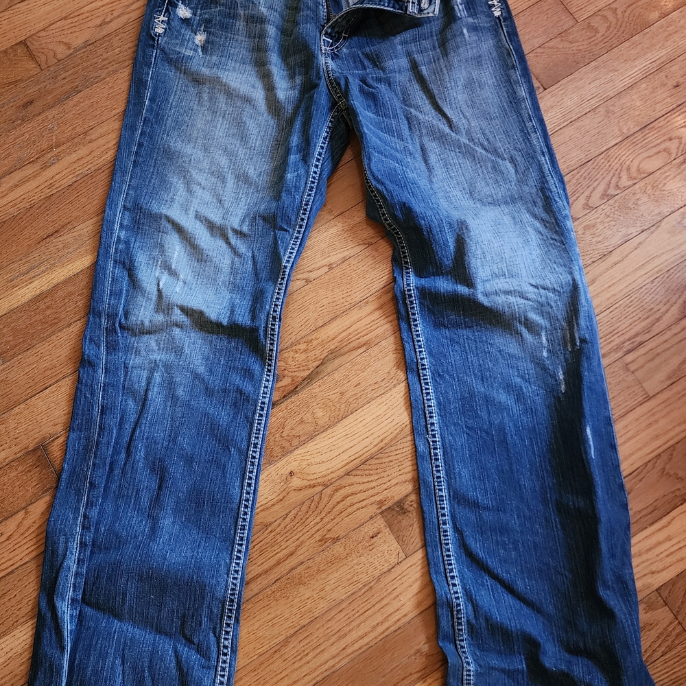 Buckle Men's Straight Jeans - Dark Blue